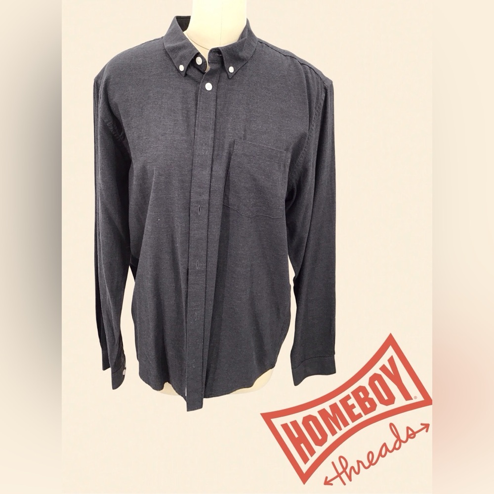 NWT- Minimum Men's Dark Gray Casual Button Down Shirt Size L